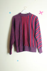 Vintage 80's Abstract Pattern Batwing Jumper